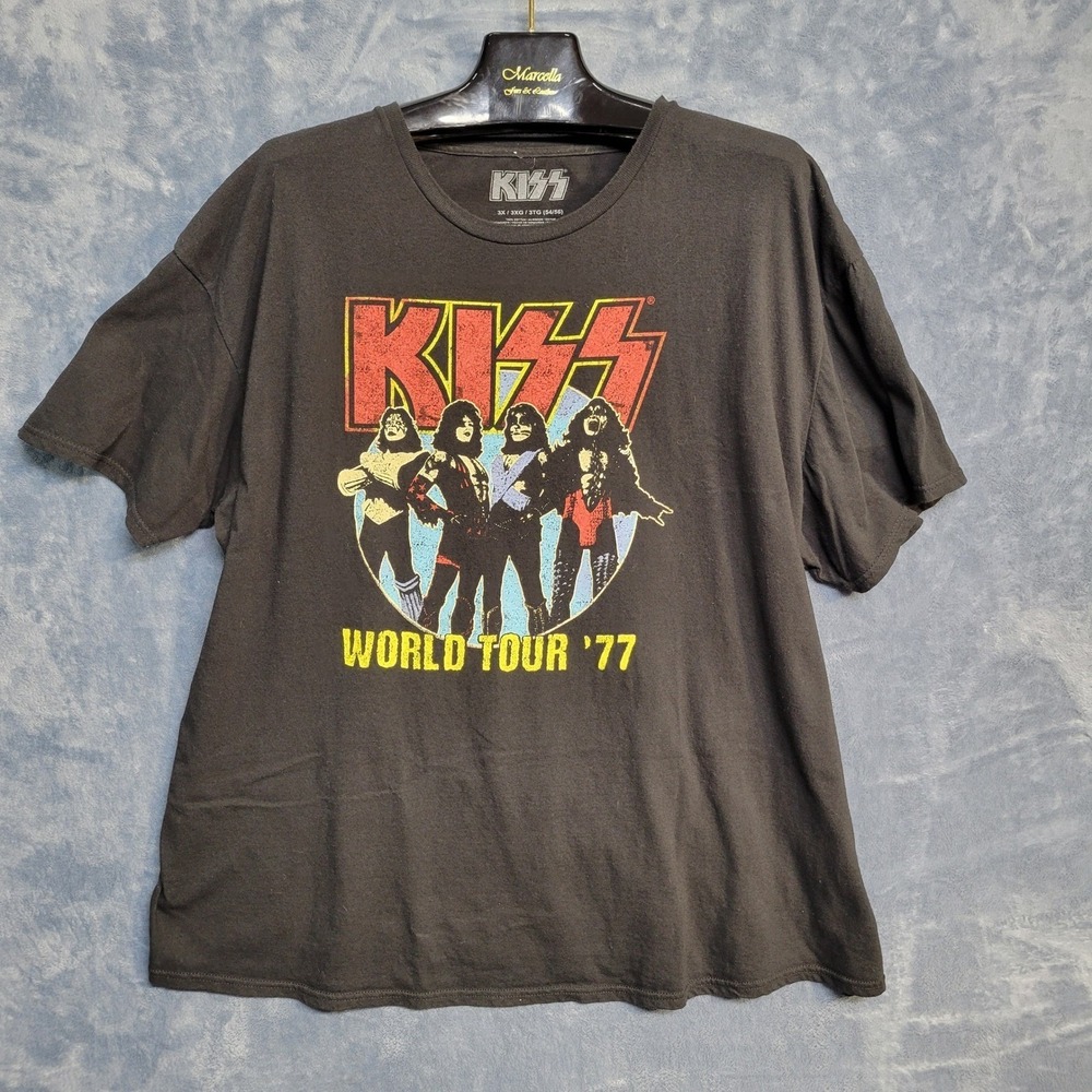 KISS World Tour 2022 '77 Graphic‎ T-Shirt Band Tee Rock Concert 3X 3XL Black